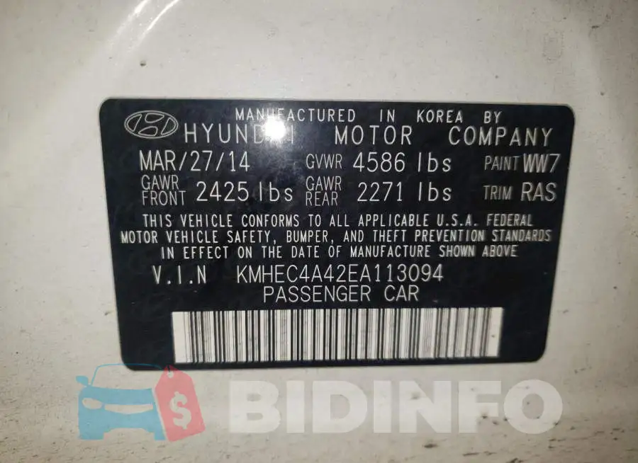 KMHEC4A42EA113094 Photo# 12