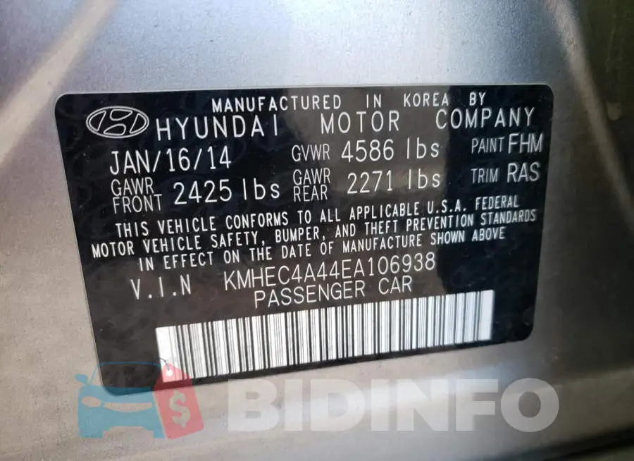 KMHEC4A44EA106938 Photo# 10