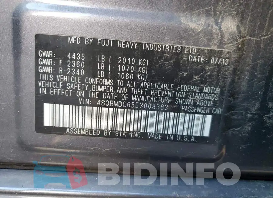 4S3BMBC65E3008383 Photo# 12