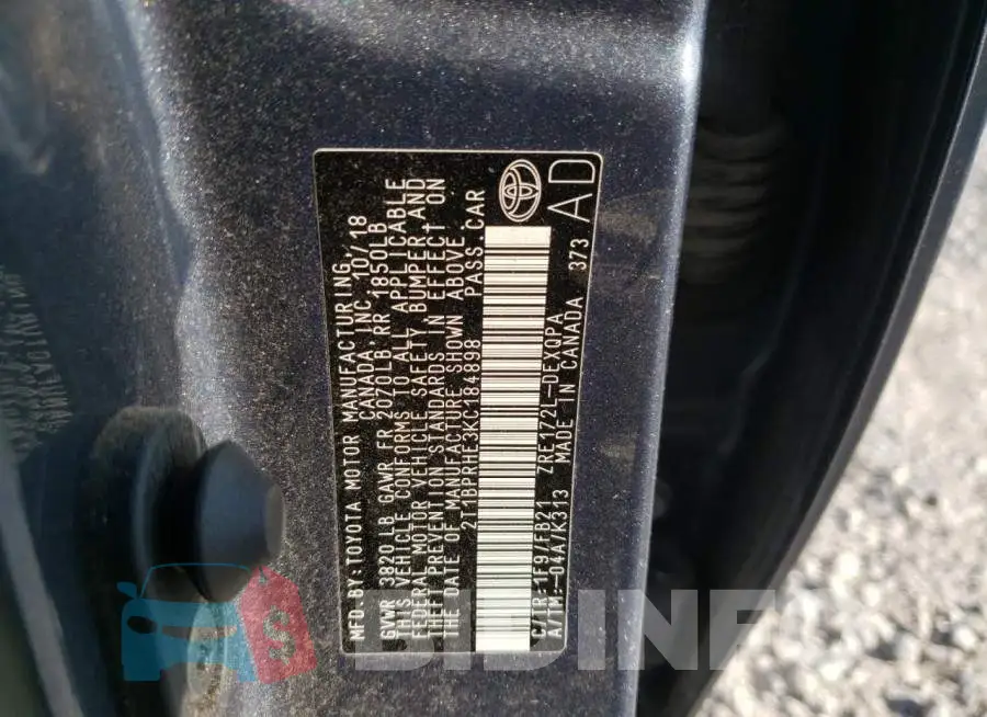 2T1BPRHE3KC184898 Photo# 10