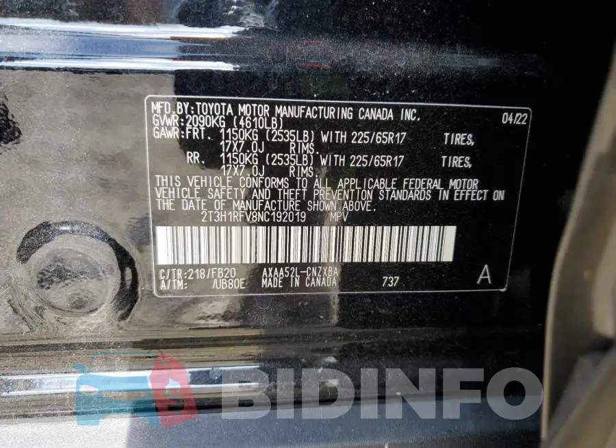 2T3H1RFV8NC192019 Photo# 10