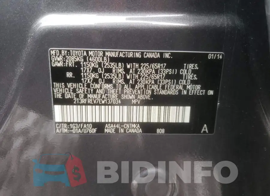 2T3RFREV7EW137034 Photo# 12