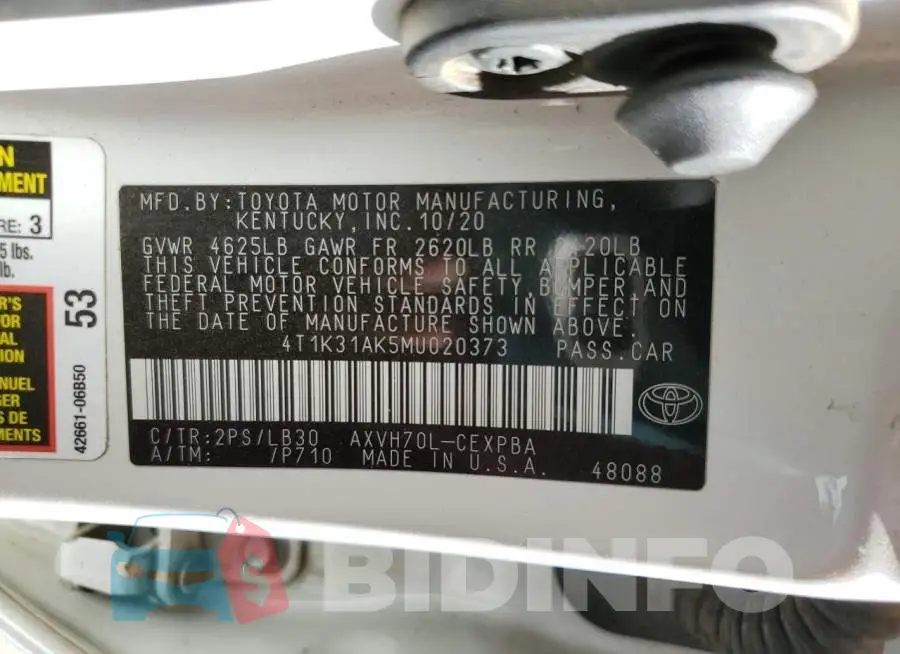 4T1K31AK5MU020373 Photo# 10