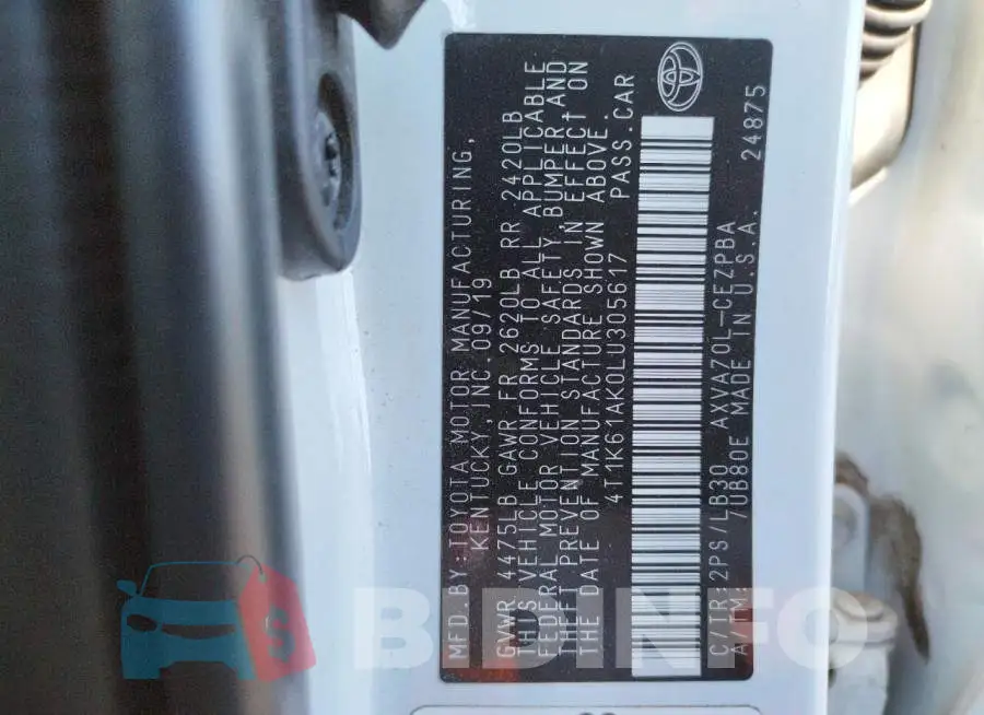 4T1K61AK0LU305617 Photo# 10