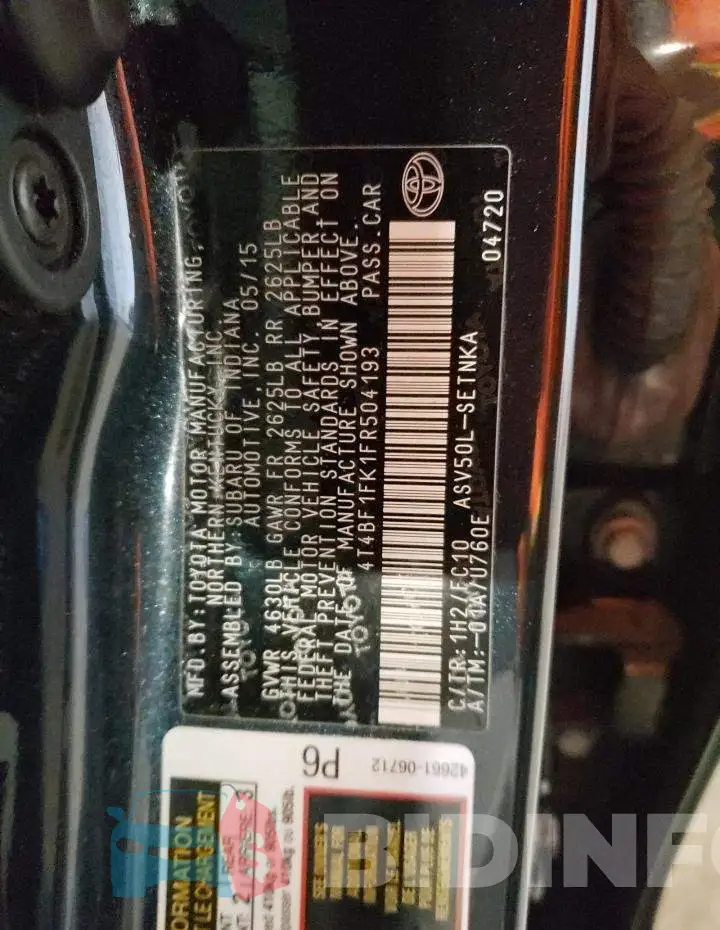 4T4BF1FK1FR504193 Photo# 13