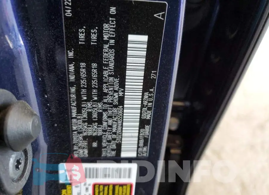 5TDZZRAH4NS550604 Photo# 10
