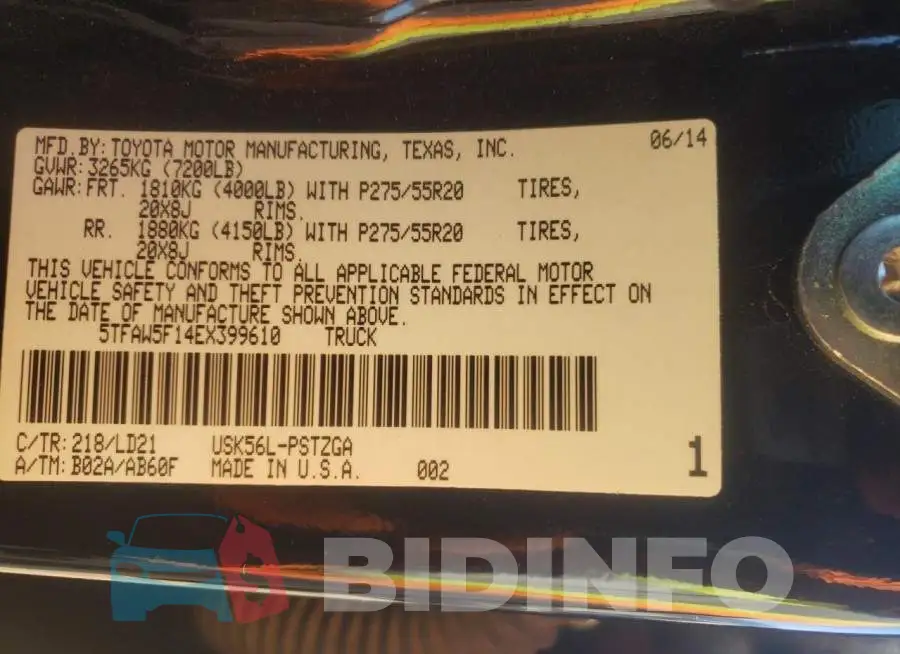 5TFAW5F14EX399610 Photo# 12