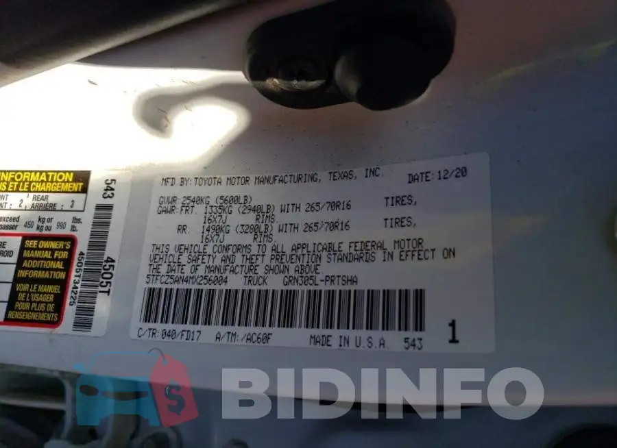 5TFCZ5AN4MX256004 Photo# 13