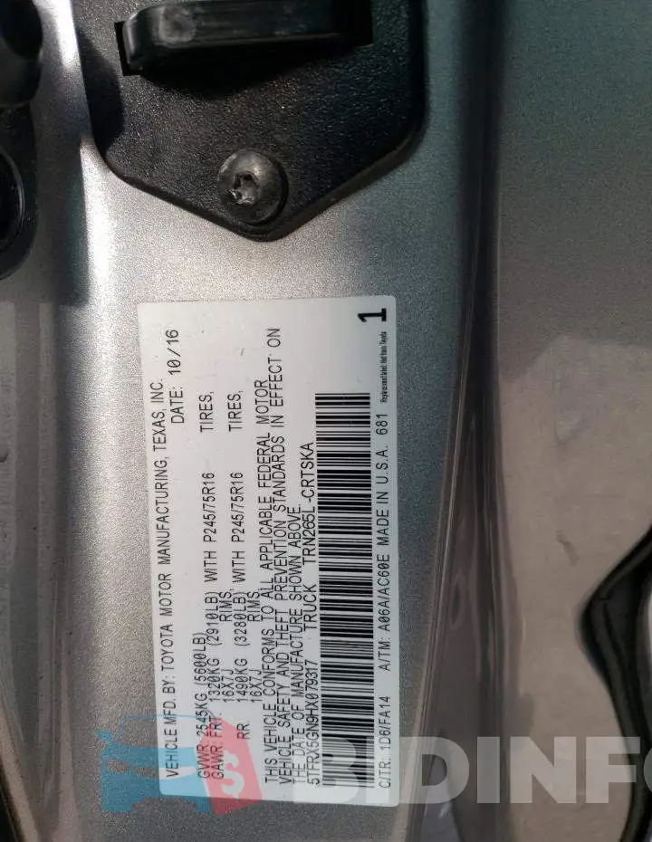 5TFRX5GN9HX079317 Photo# 10