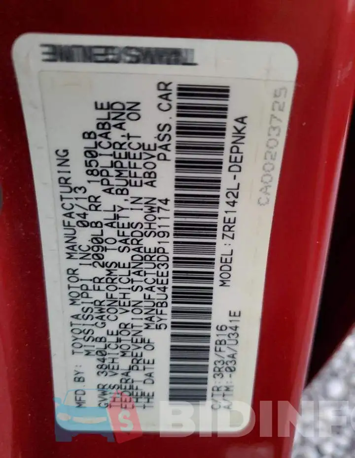 5YFBU4EE3DP191174 Photo# 12