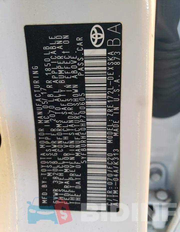 5YFBURHE0HP700605 Photo# 12