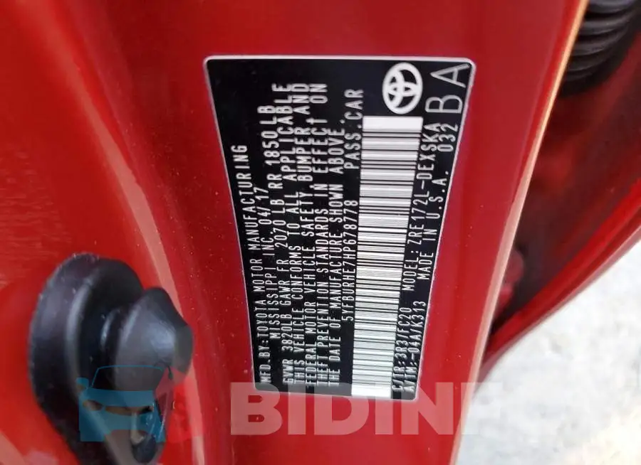 5YFBURHE7HP678778 Photo# 10