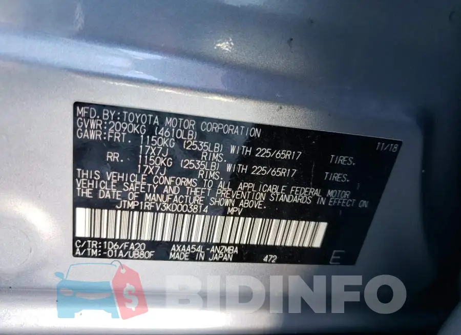 JTMP1RFV3KD003814 Photo# 10