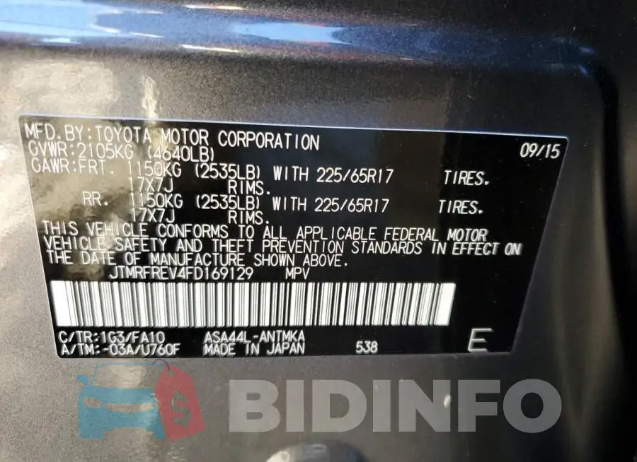JTMRFREV4FD169129 Photo# 10