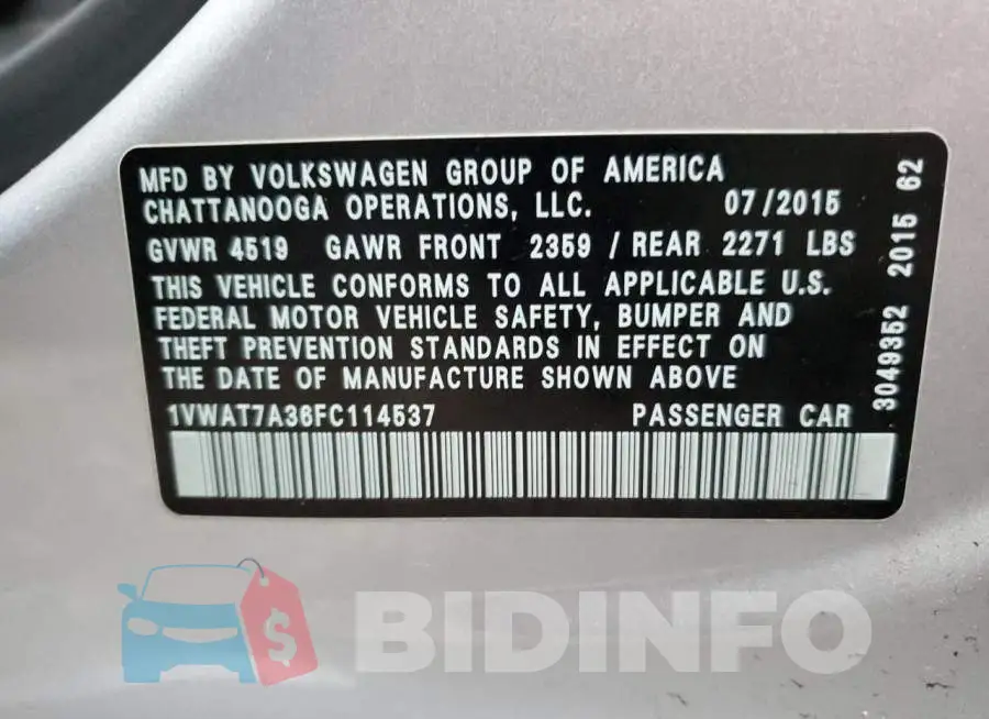 1VWAT7A36FC114537 Photo# 12