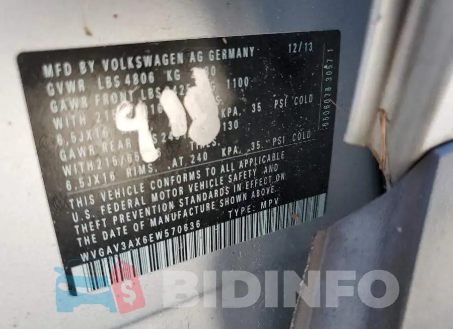 WVGAV3AX6EW570636 Photo# 10