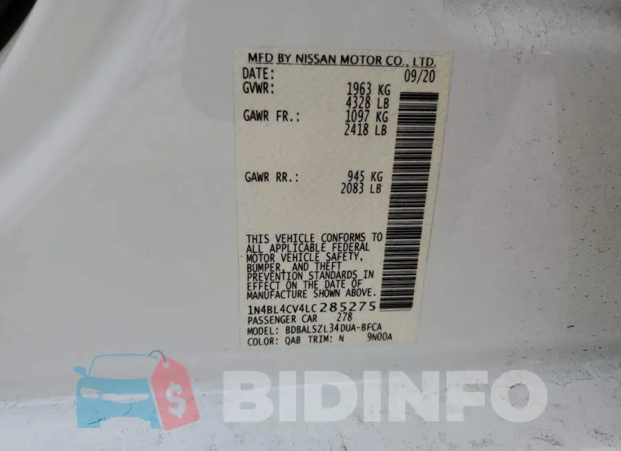 1N4BL4CV4LC285275 Photo# 10