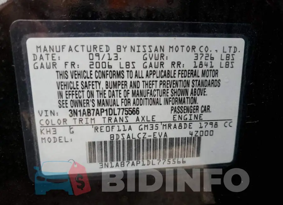 3N1AB7AP1DL775566 Photo# 13