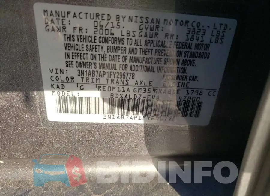 3N1AB7AP1FY296778 Photo# 12