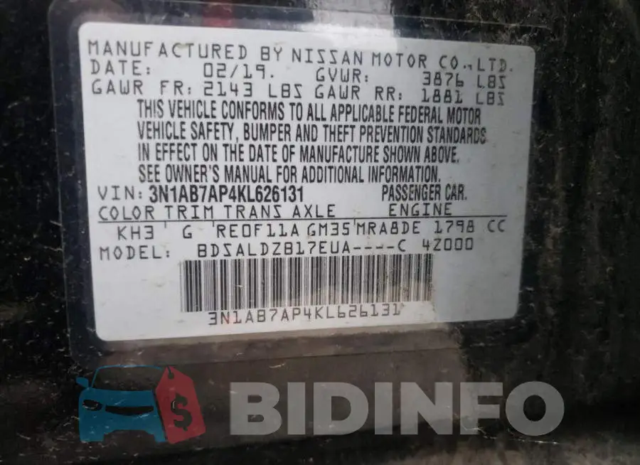 3N1AB7AP4KL626131 Photo# 13