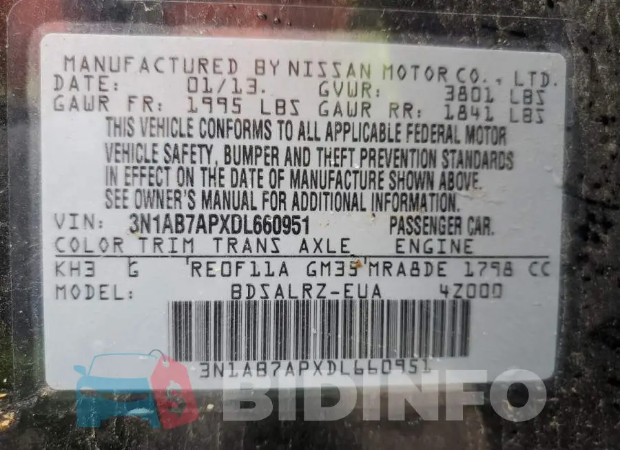 3N1AB7APXDL660951 Photo# 13