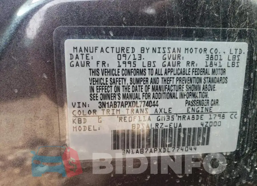 3N1AB7APXDL774044 Photo# 12