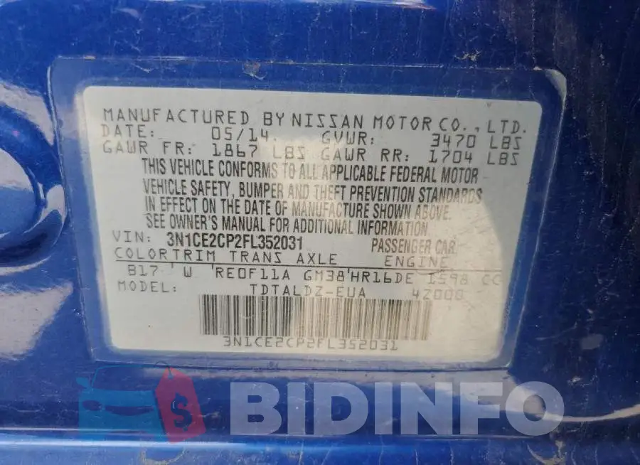 3N1CE2CP2FL352031 Photo# 12