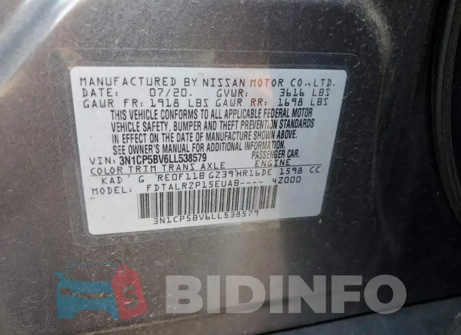 3N1CP5BV6LL538579 Photo# 10