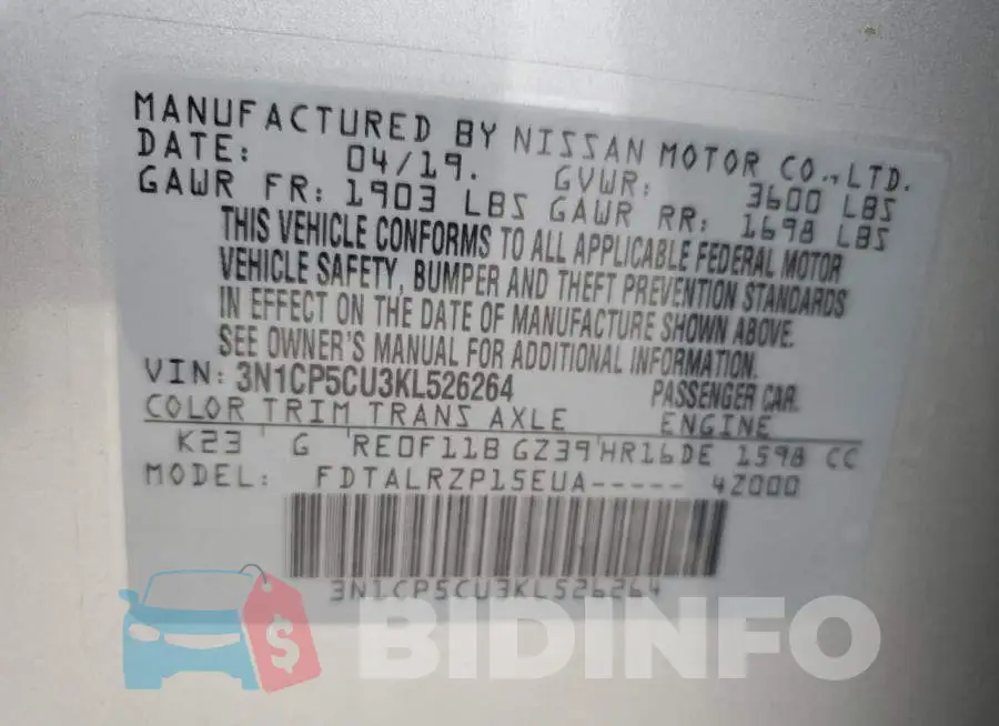 3N1CP5CU3KL526264 Photo# 10