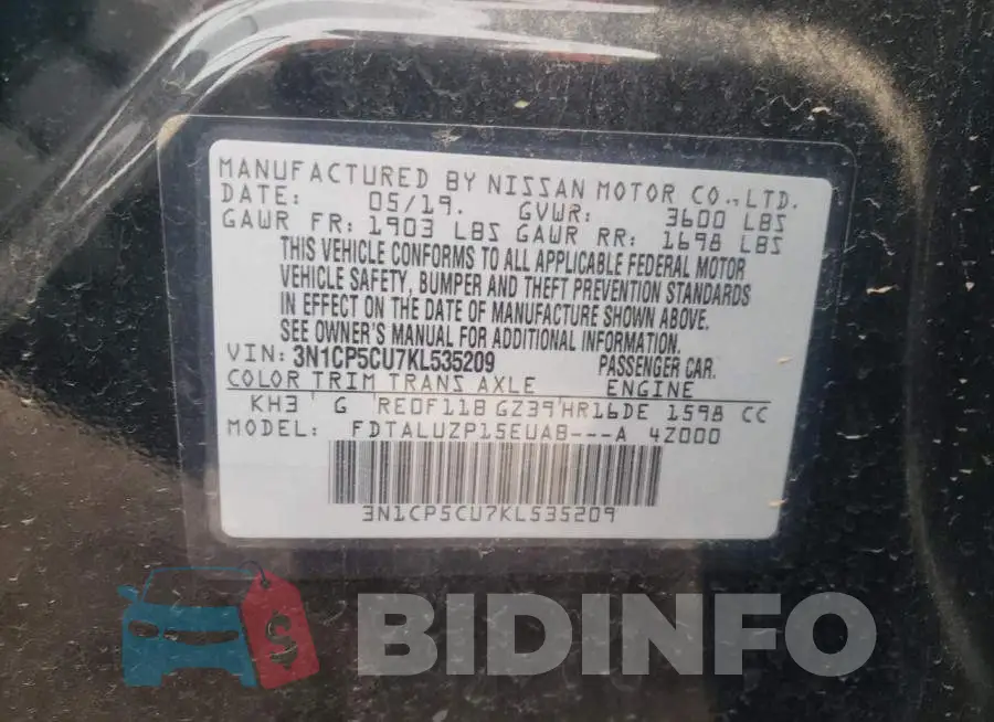 3N1CP5CU7KL535209 Photo# 10