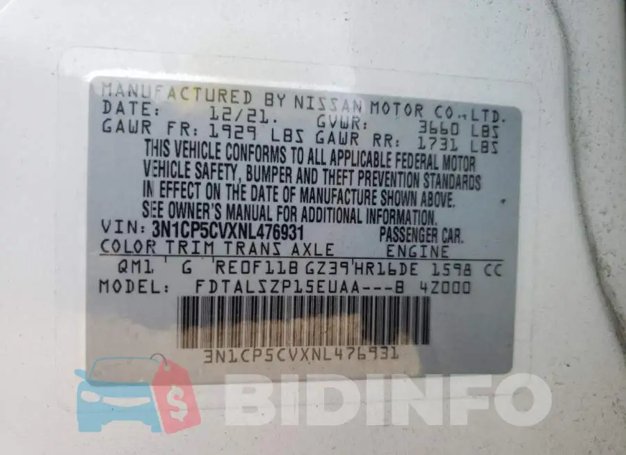 3N1CP5CVXNL476931 Photo# 10