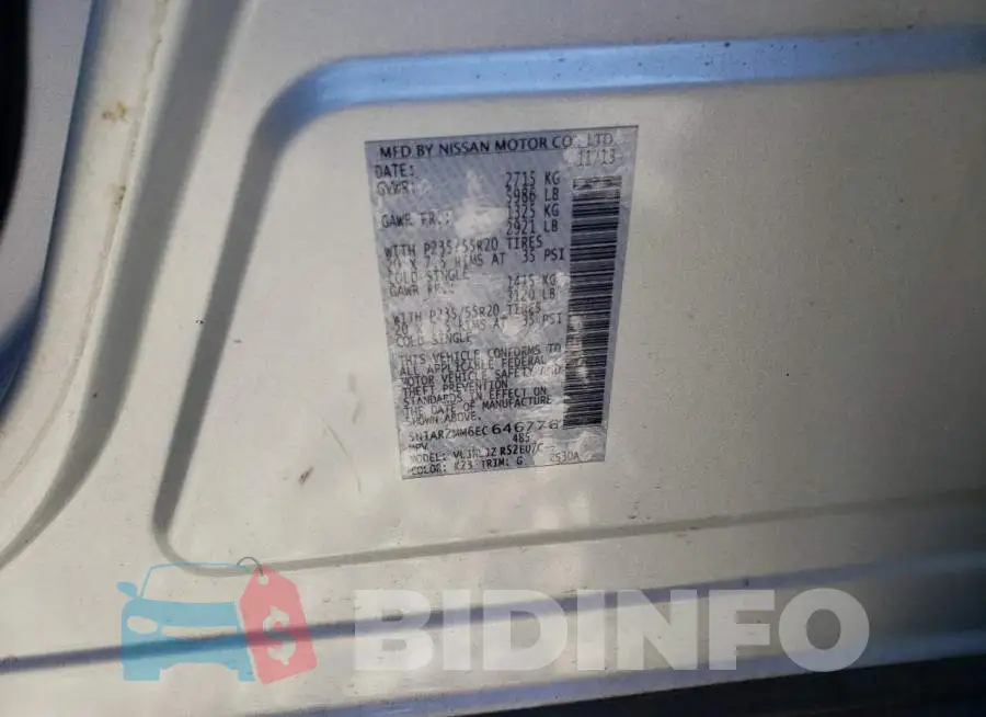 5N1AR2MM6EC646776 Photo# 10