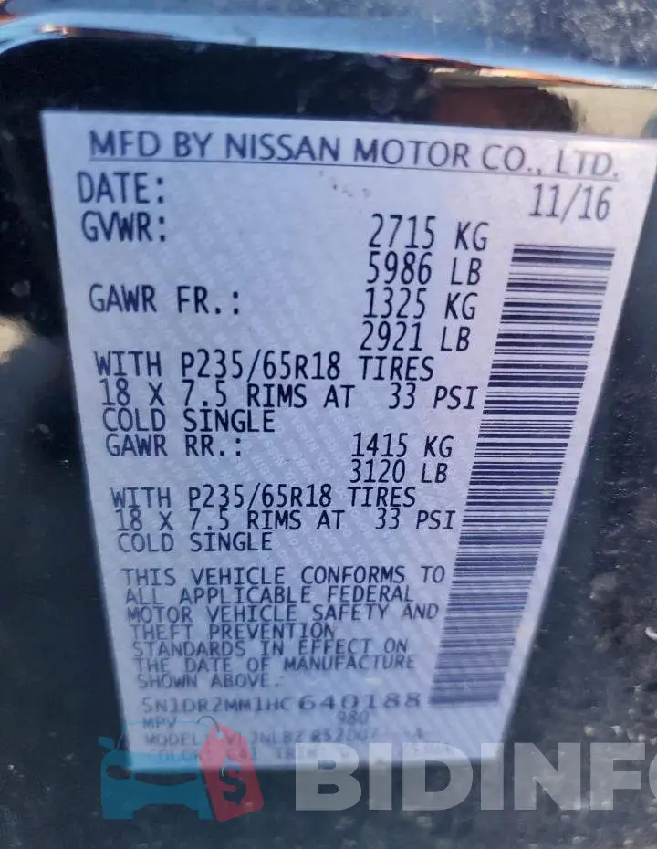 5N1DR2MM1HC640188 Photo# 10