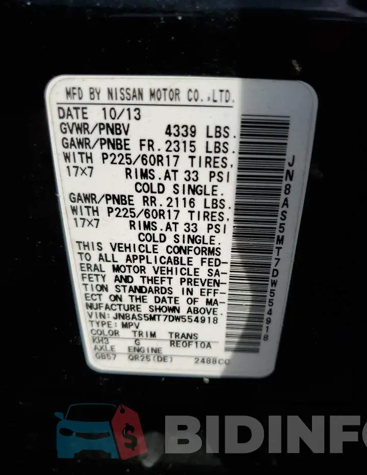 JN8AS5MT7DW554918 Photo# 13