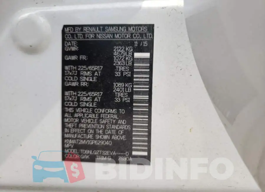KNMAT2MV1GP629040 Photo# 10
