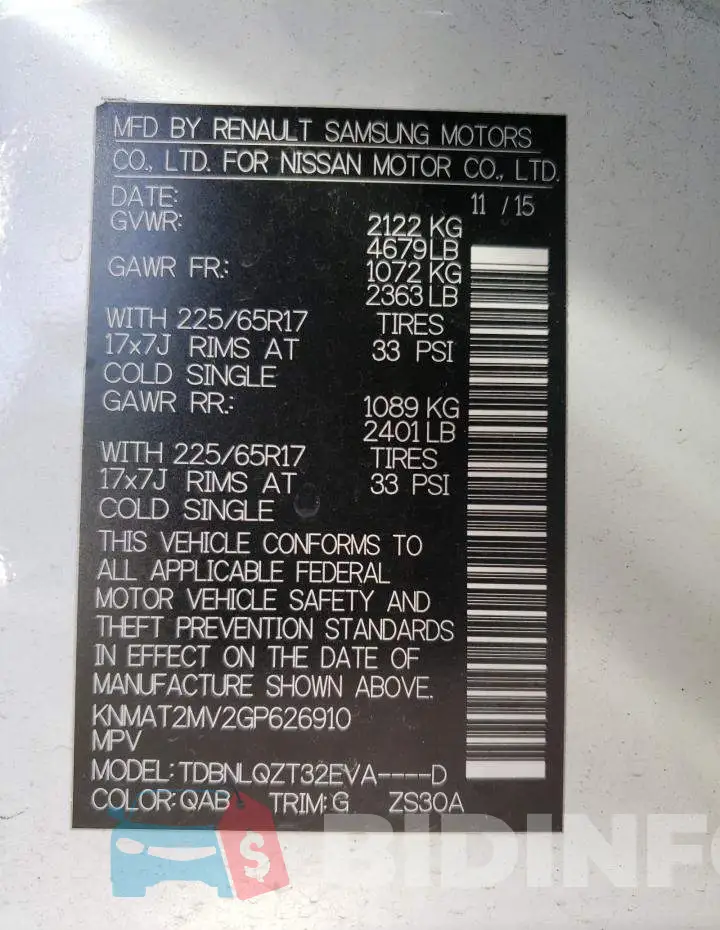 KNMAT2MV2GP626910 Photo# 12
