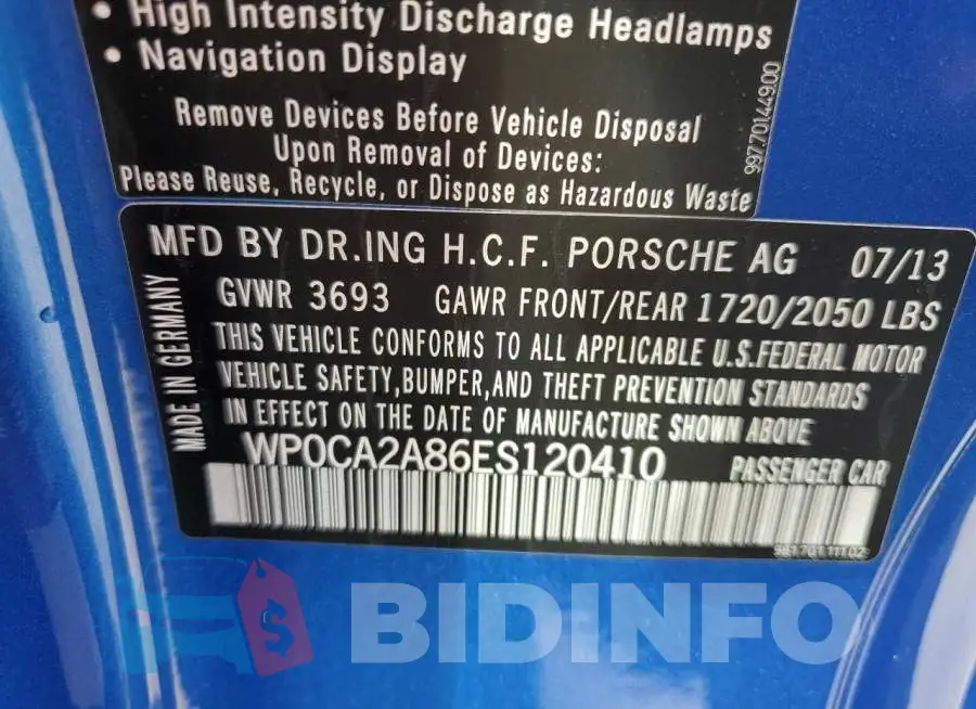 WP0CA2A86ES120410 Photo# 12