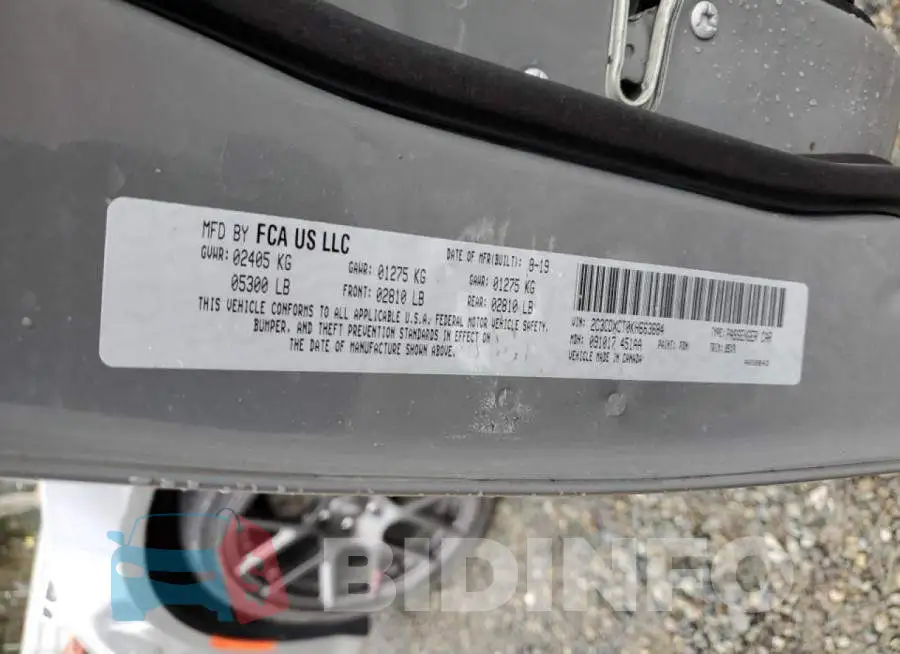 2C3CDXCT0KH663684 Photo# 13