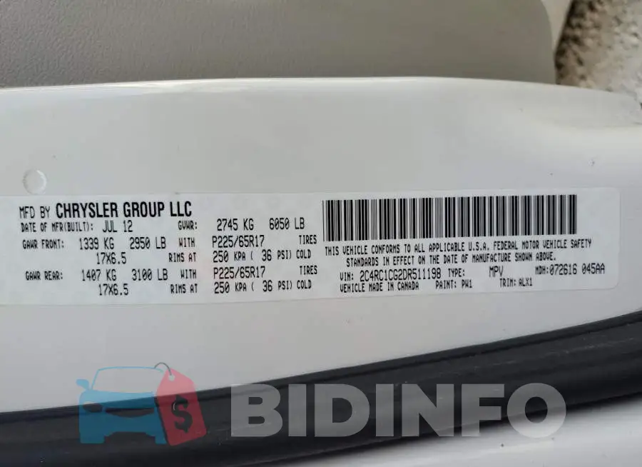 2C4RC1CG2DR511198 Photo# 10