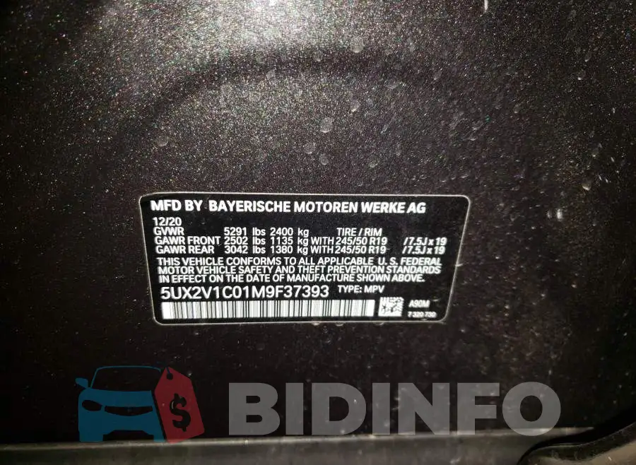 5UX2V1C01M9F37393 Photo# 10