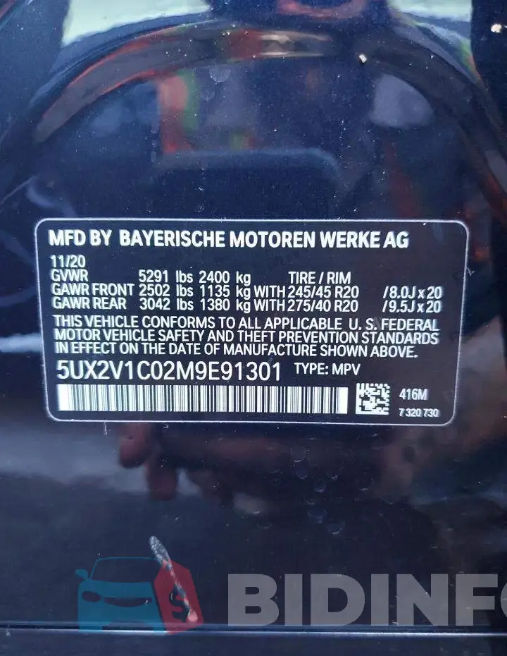 5UX2V1C02M9E91301 Photo# 10