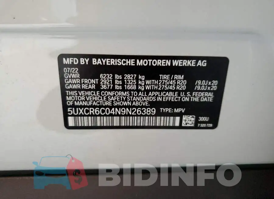 5UXCR6C04N9N26389 Photo# 10