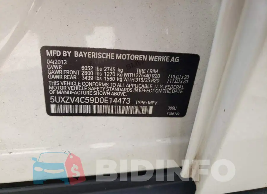 5UXZV4C59D0E14473 Photo# 10