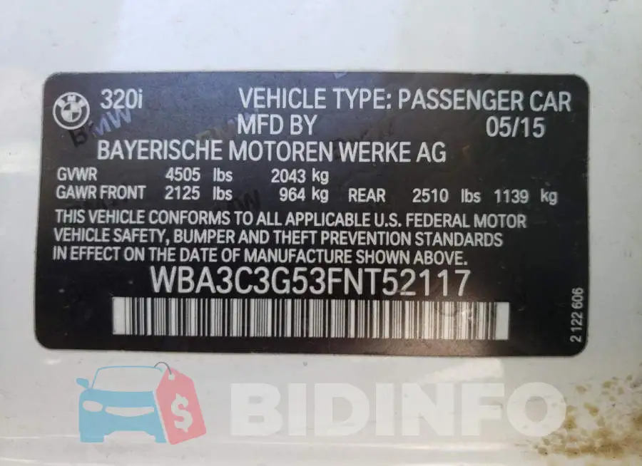 WBA3C3G53FNT52117 Photo# 10