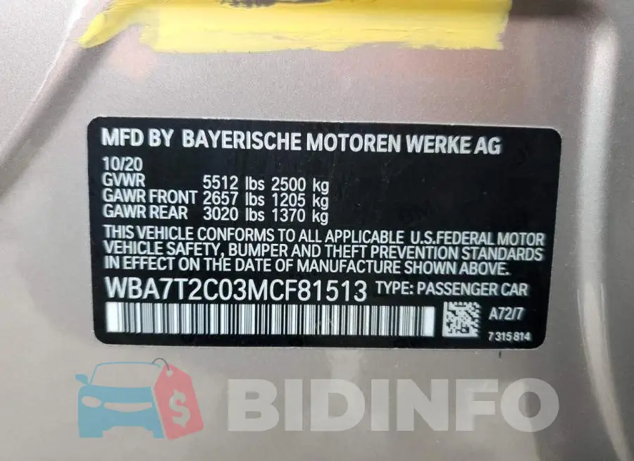 WBA7T2C03MCF81513 Photo# 12