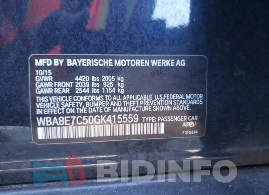 WBA8E7C50GK415559 Photo# 12