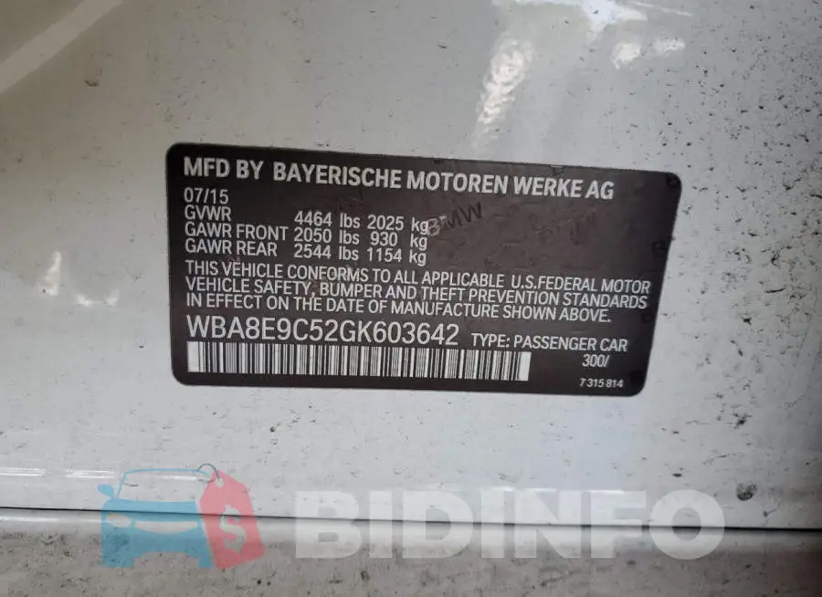 WBA8E9C52GK603642 Photo# 12