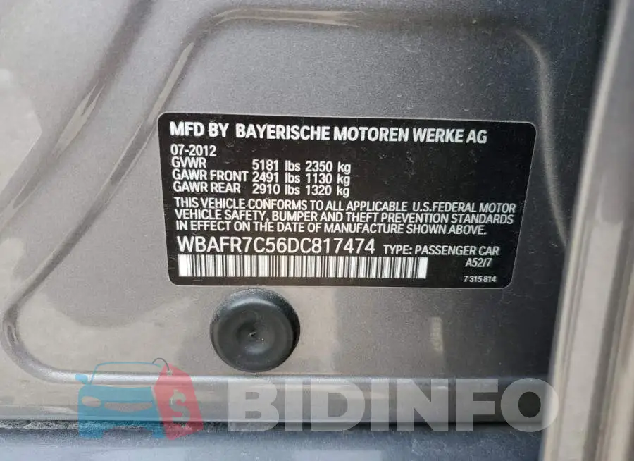 WBAFR7C56DC817474 Photo# 12