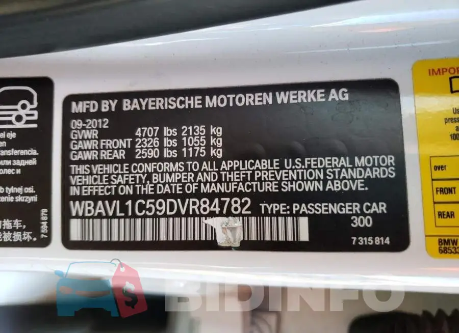 WBAVL1C59DVR84782 Photo# 12