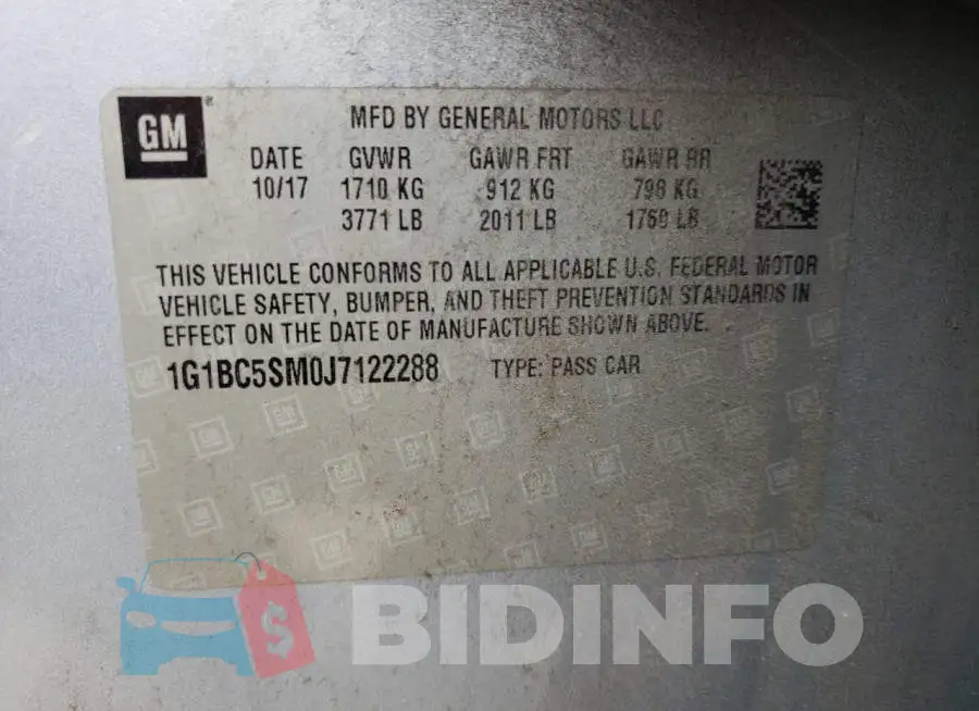 1G1BC5SM0J7122288 Photo# 12
